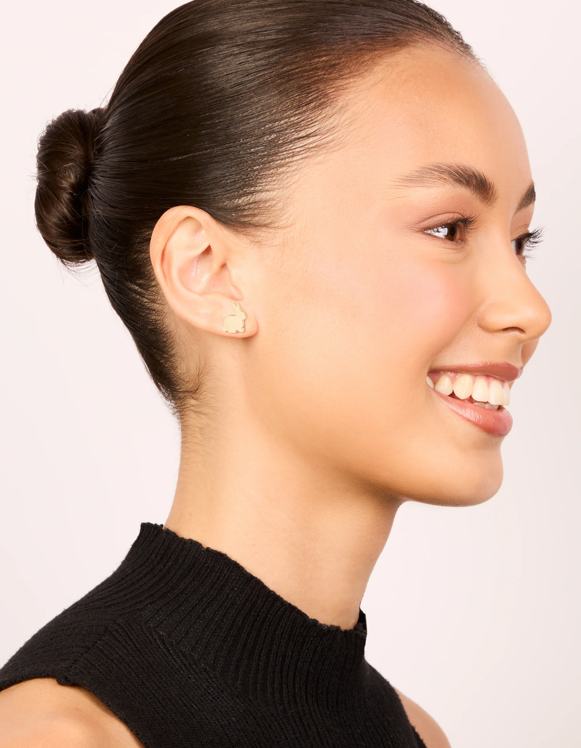 Gold Bunny Stud Earrings - Image 2