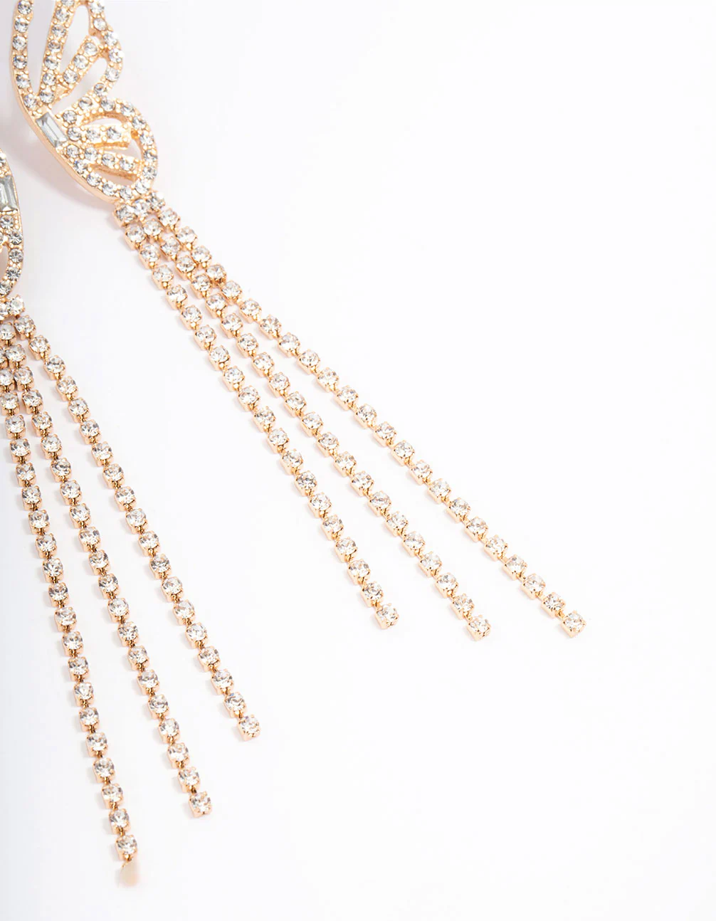 Gold Butterfly Cup Chain Drop Earrings - Image 3