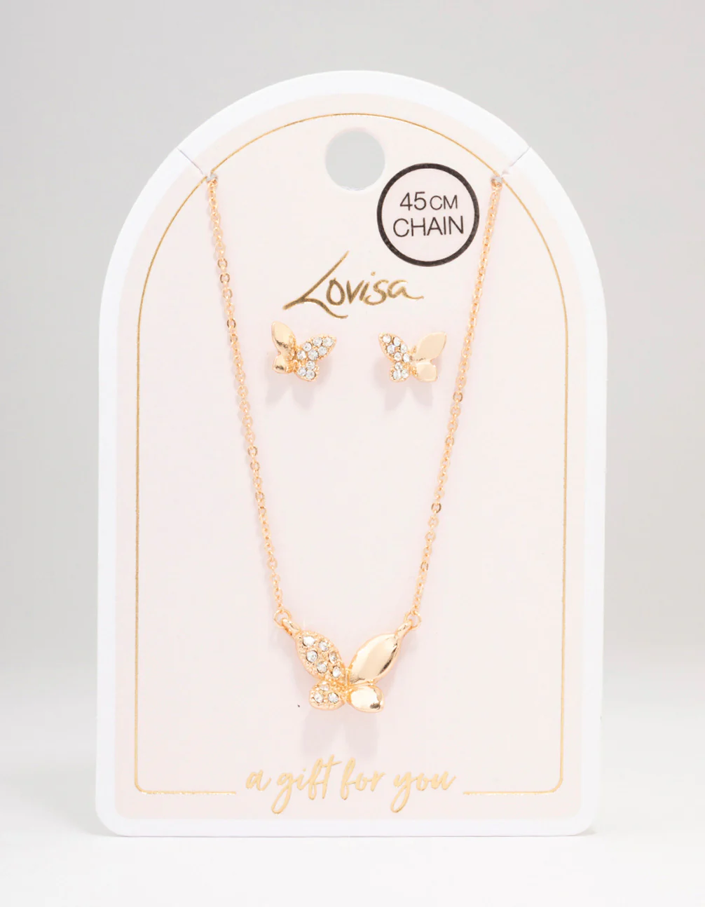 Gold Butterfly Diamante Jewellery Set - Image 2