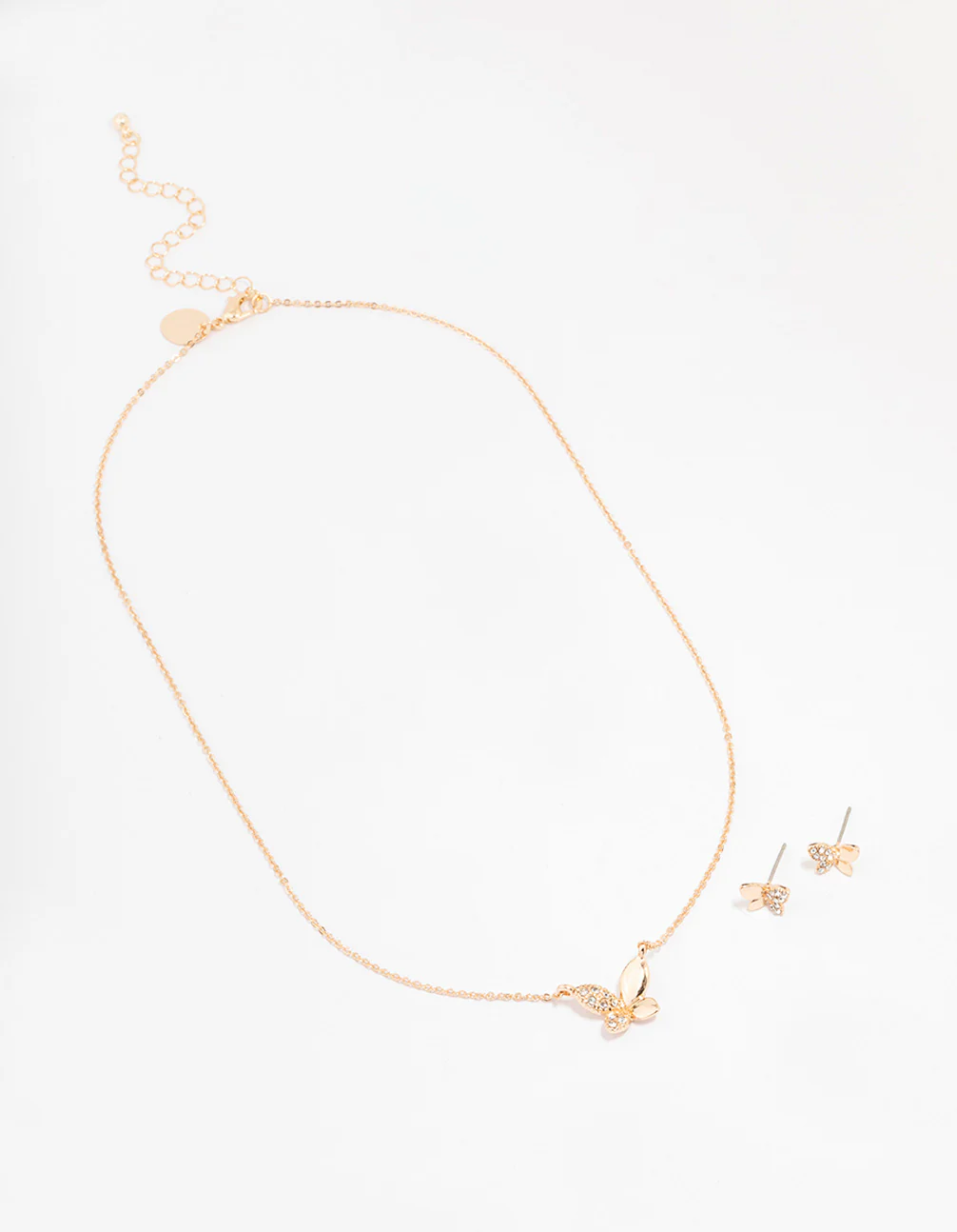 Gold Butterfly Diamante Jewellery Set - Image 3