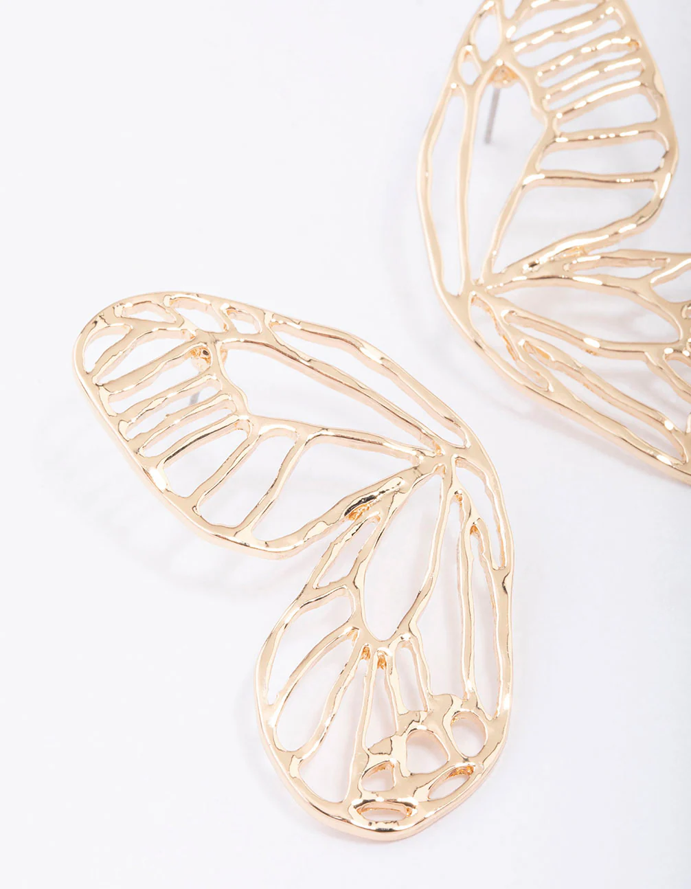 Gold Butterfly Wing Stud Earrings - Image 2