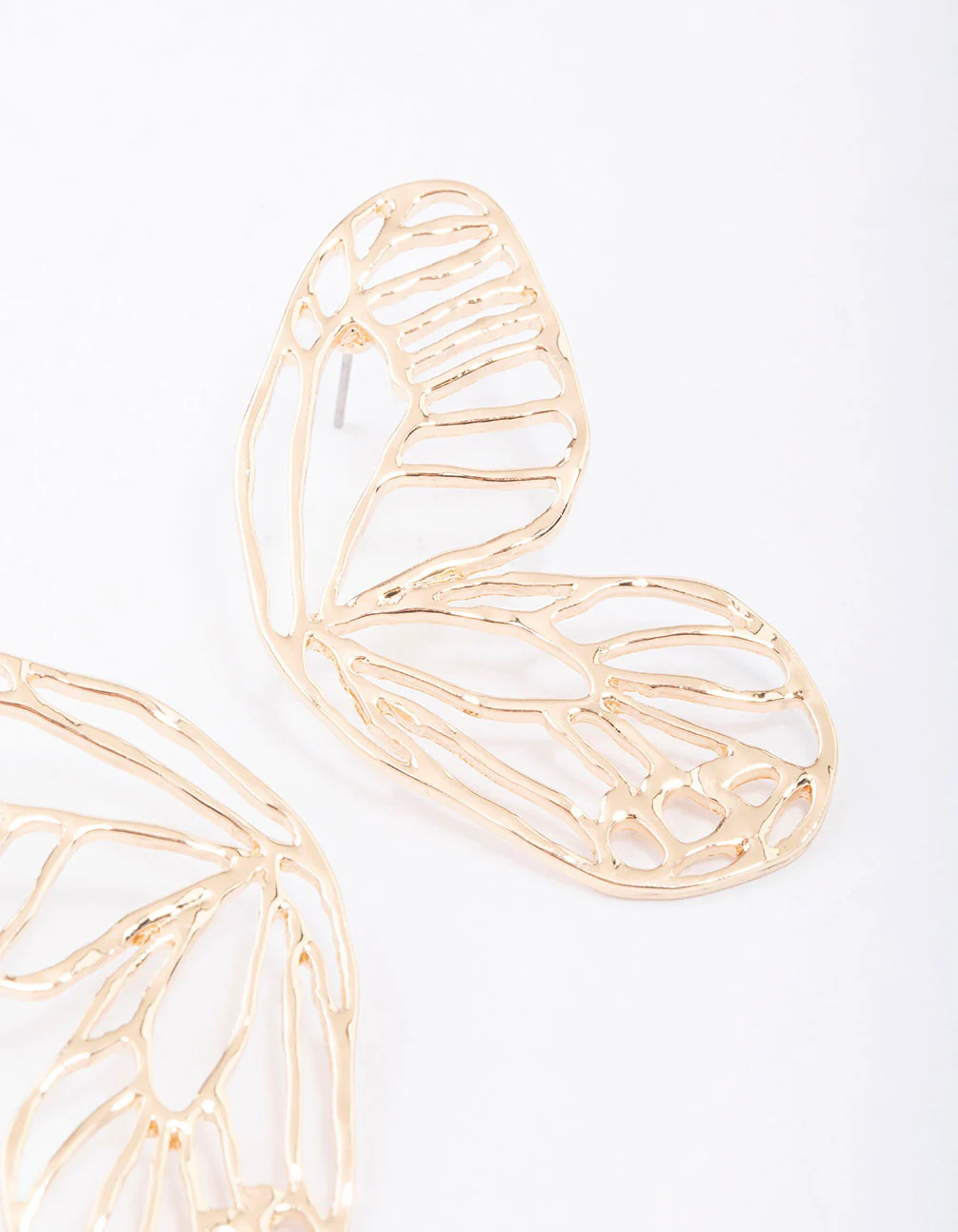 Gold Butterfly Wing Stud Earrings - Image 3