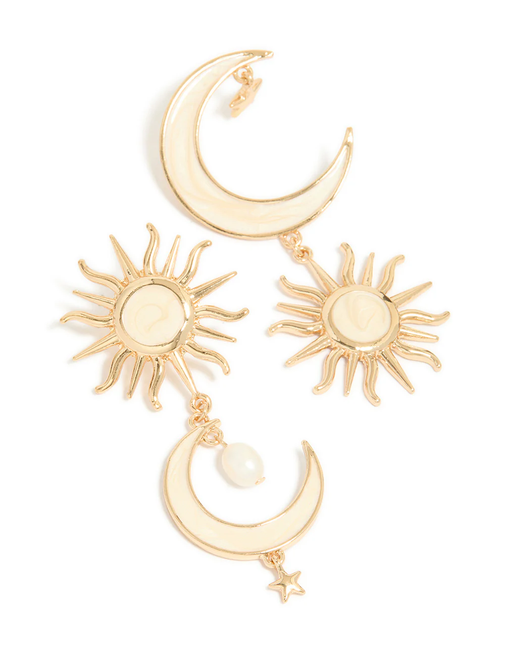 Gold Celestial Marble Drop Earrings - Image 2