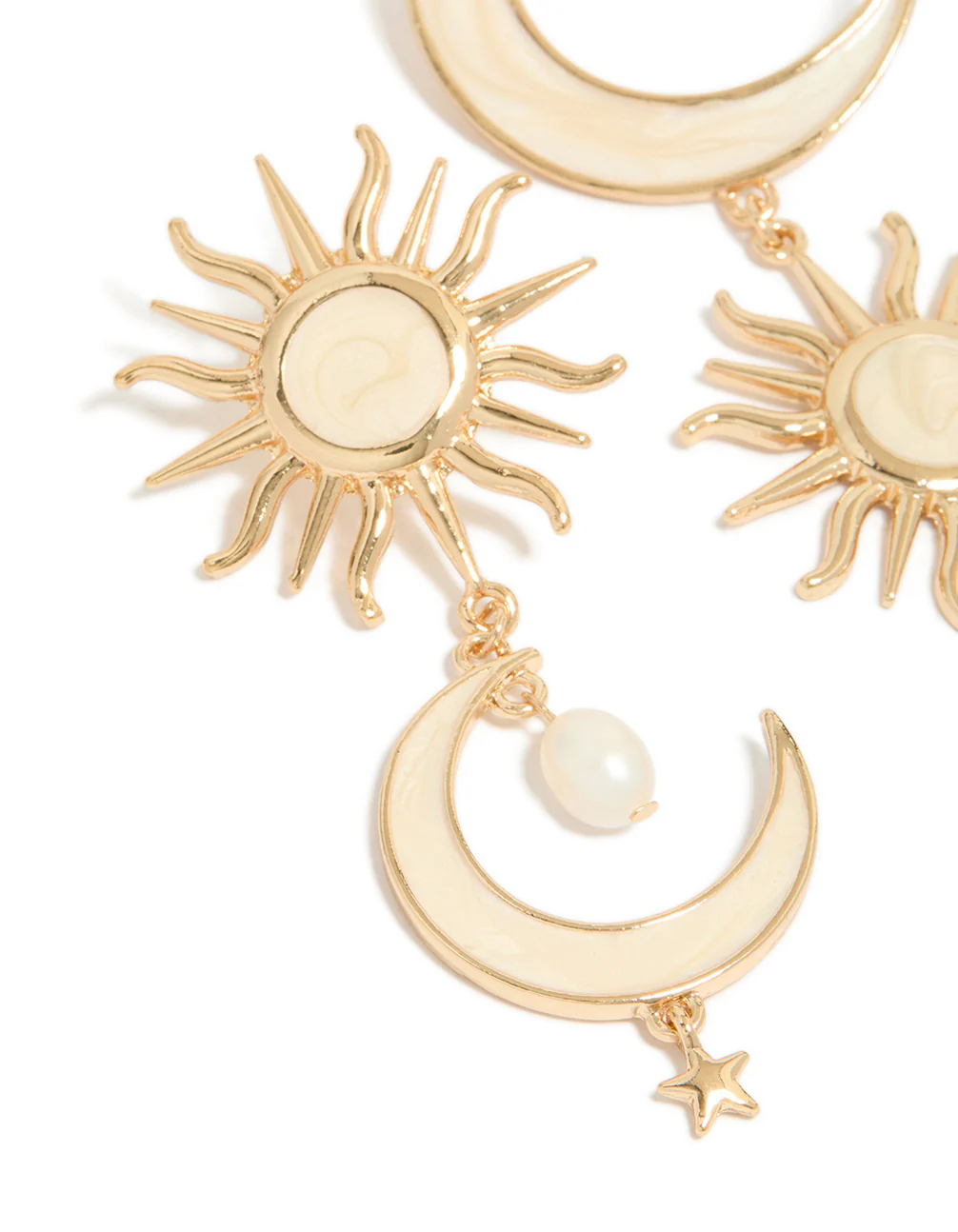 Gold Celestial Marble Drop Earrings - Image 4