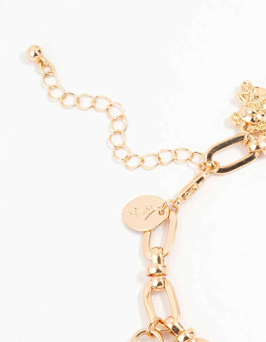 Gold Cherry & Heart Charm Bracelet - Image 3