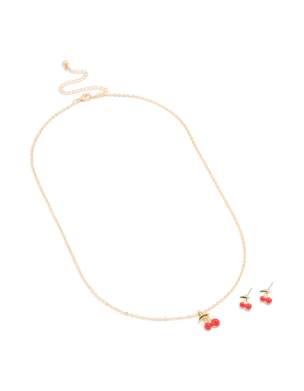 Gold Cherry Necklace & Earrings Set - Image 2