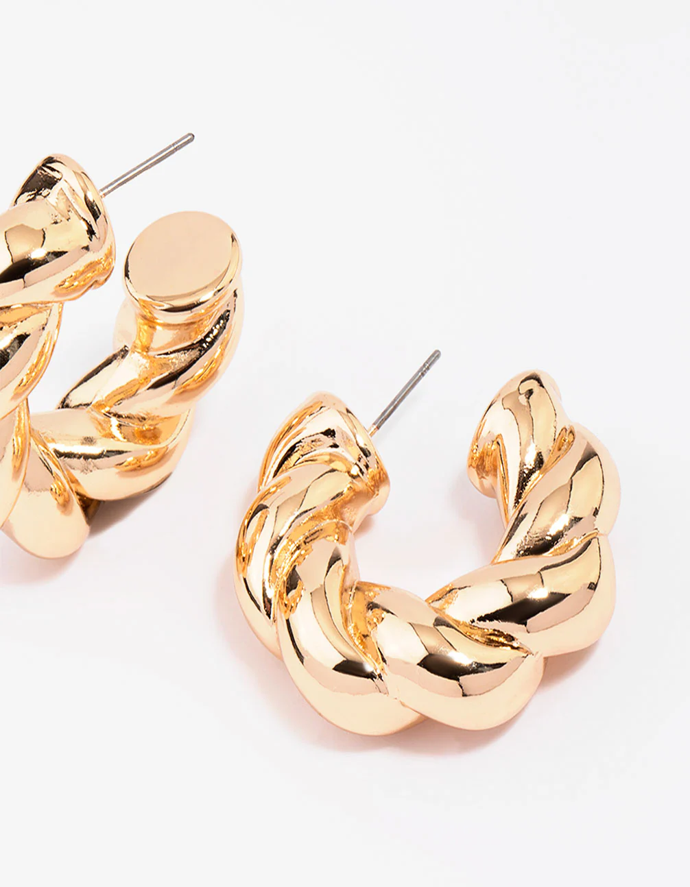 Gold Chunky Twisted Hoop Earrings - Image 3