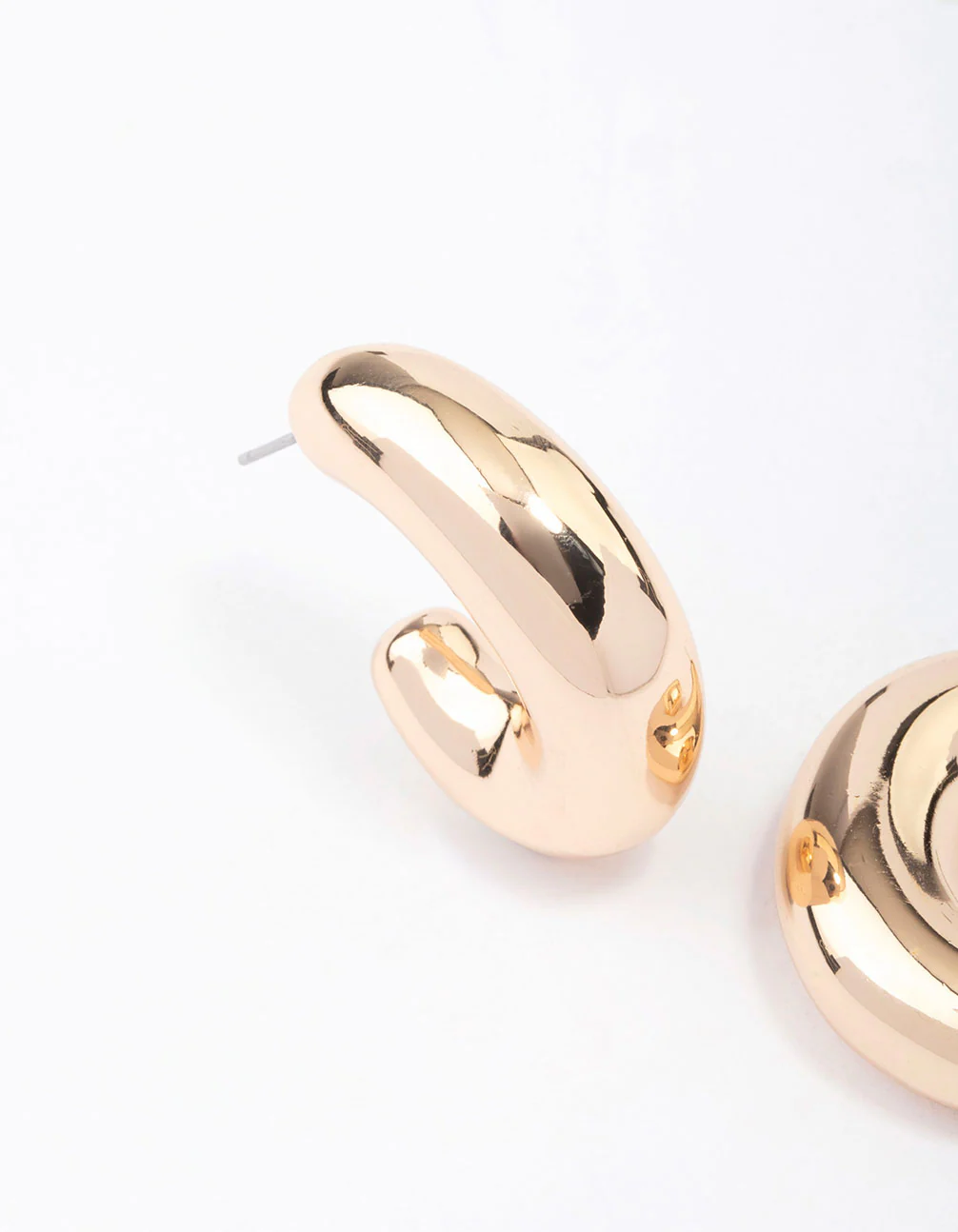 Gold Chunky Wide Hoop Earrings - Image 2