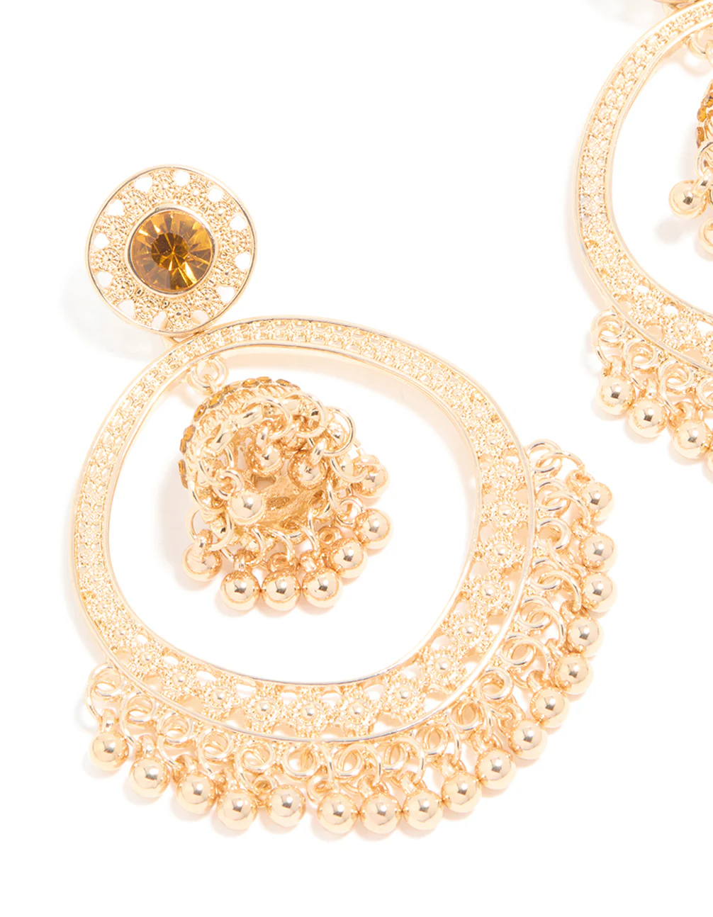 Gold Circle Boho Drop Earrings - Image 4