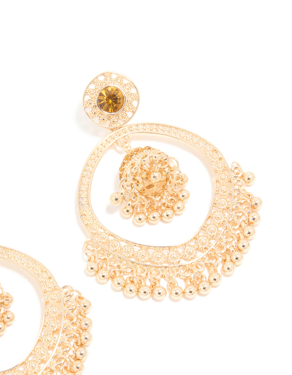 Gold Circle Boho Drop Earrings - Image 5