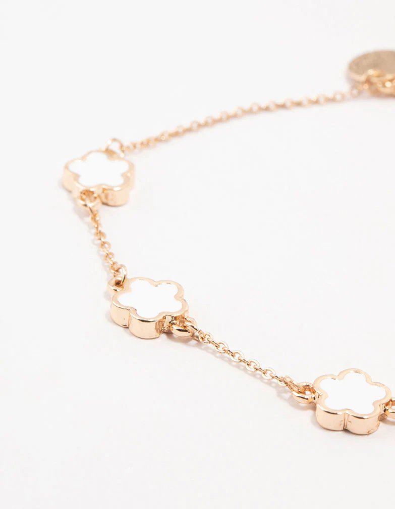 Gold Flower & Cup Chain Anklets 2-Pack - Image 3