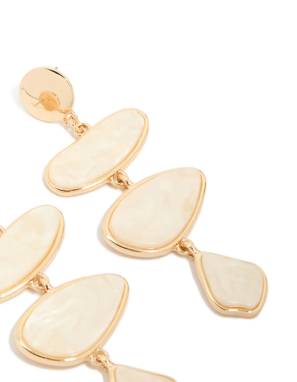 Gold Cream Irregular Link Drop Earrings - Image 5