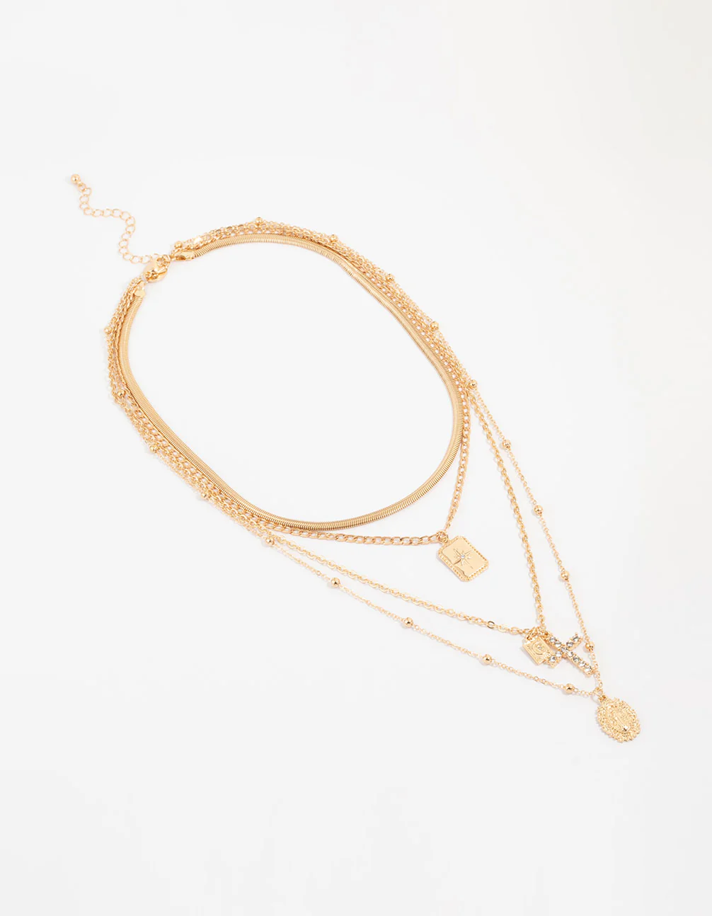 Gold Cross Mixed Layered Necklace - Image 2