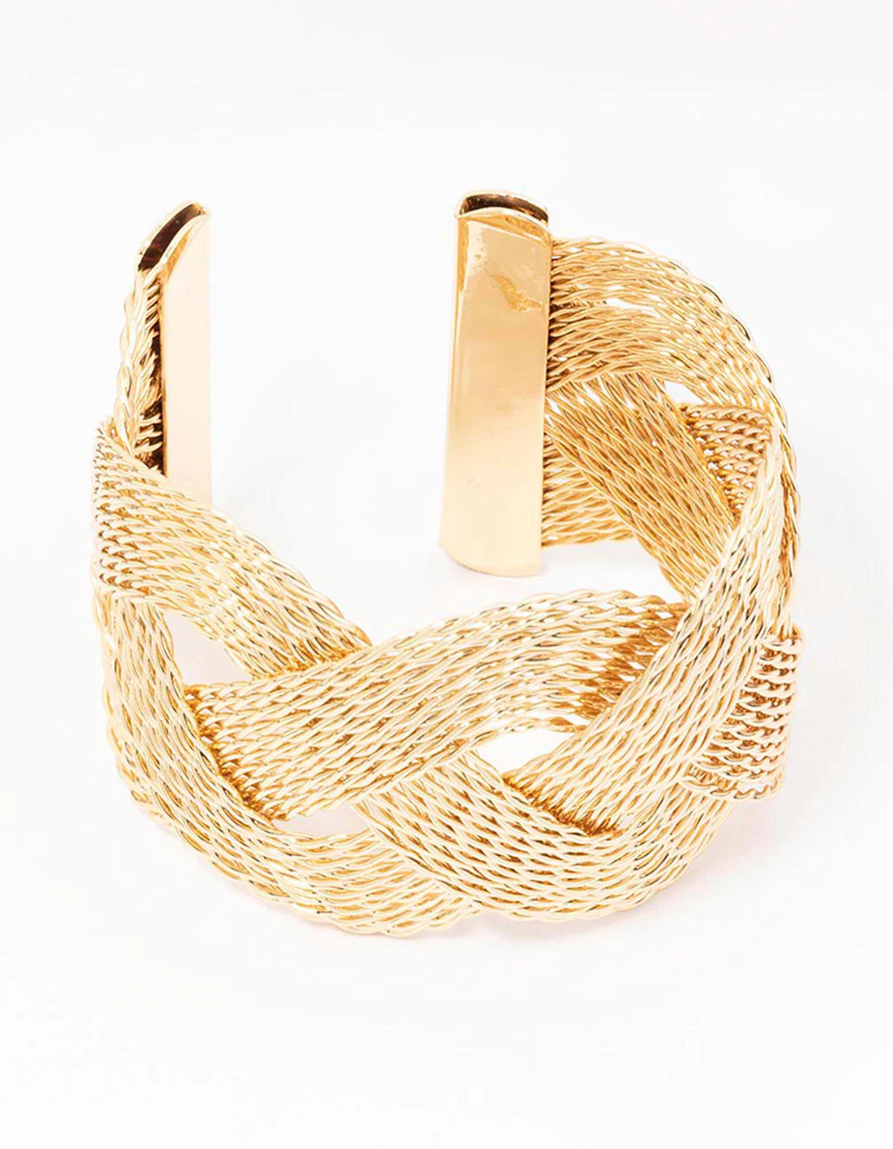 Gold Cross Over Twisted Wrist Cuff