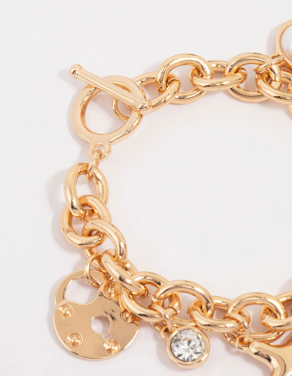 Gold Cross & Pearl Charm Bracelet - Image 3