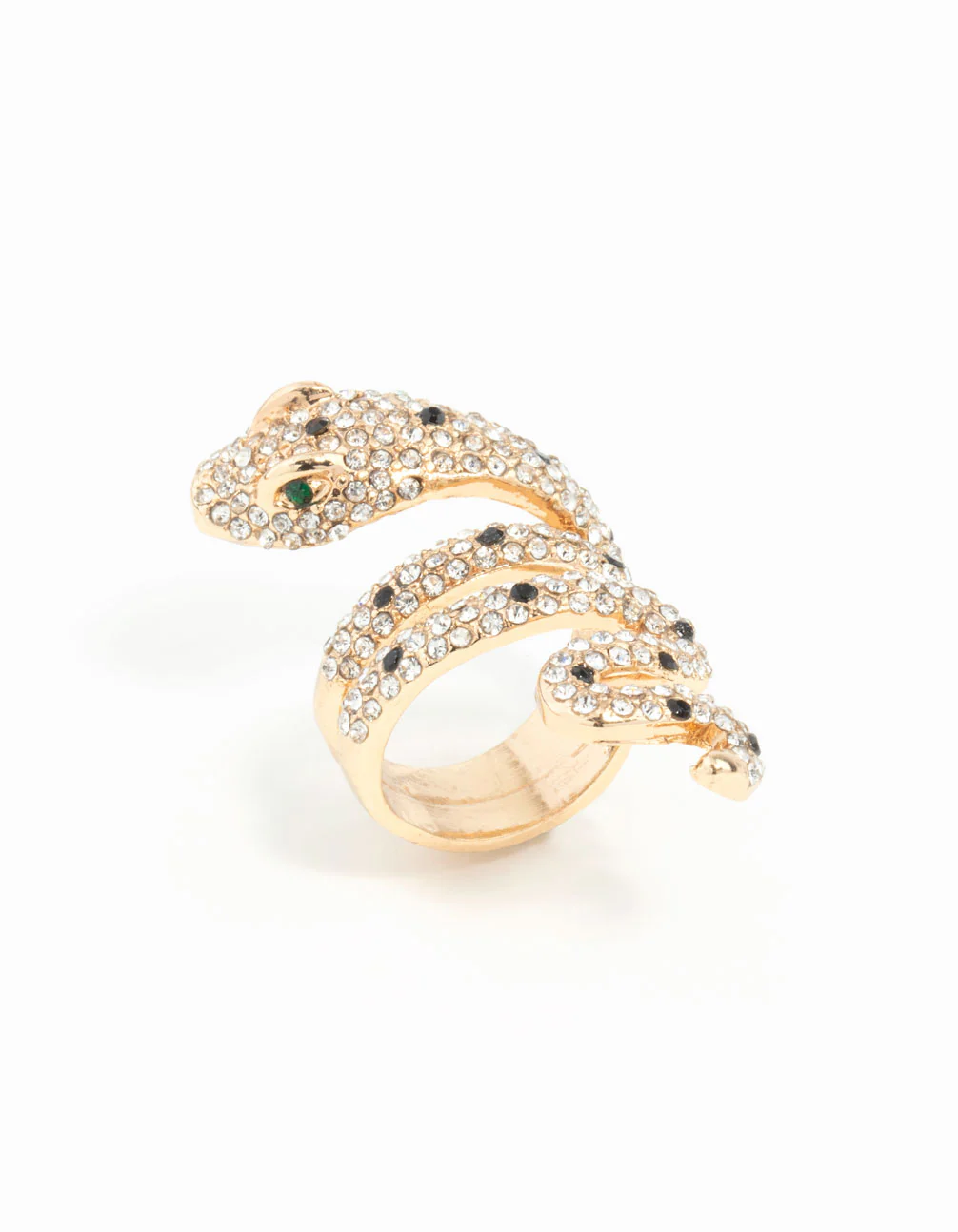 Gold Large Snake Diamante Ring - Image 2