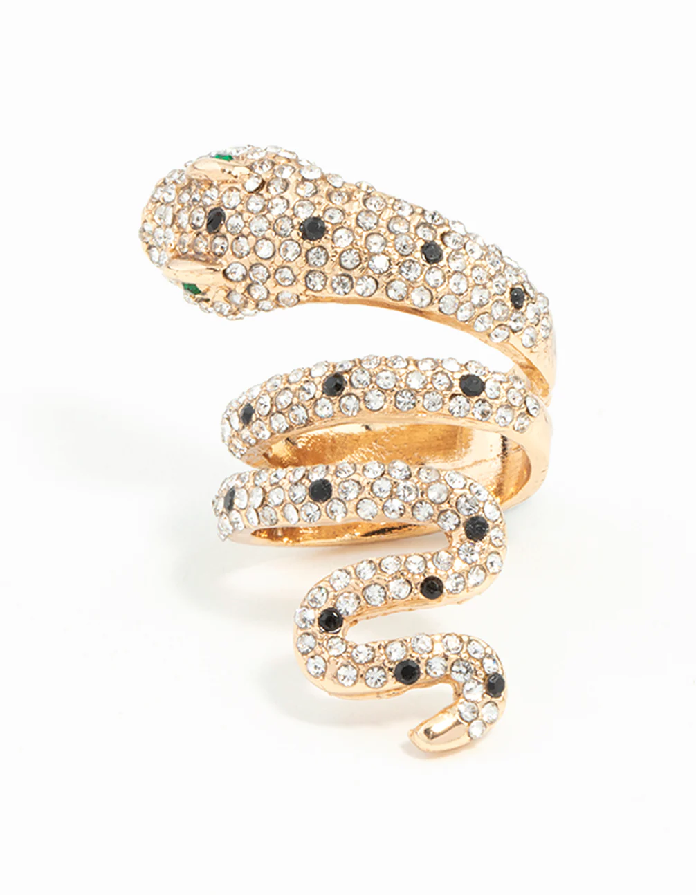 Gold Large Snake Diamante Ring - Image 3