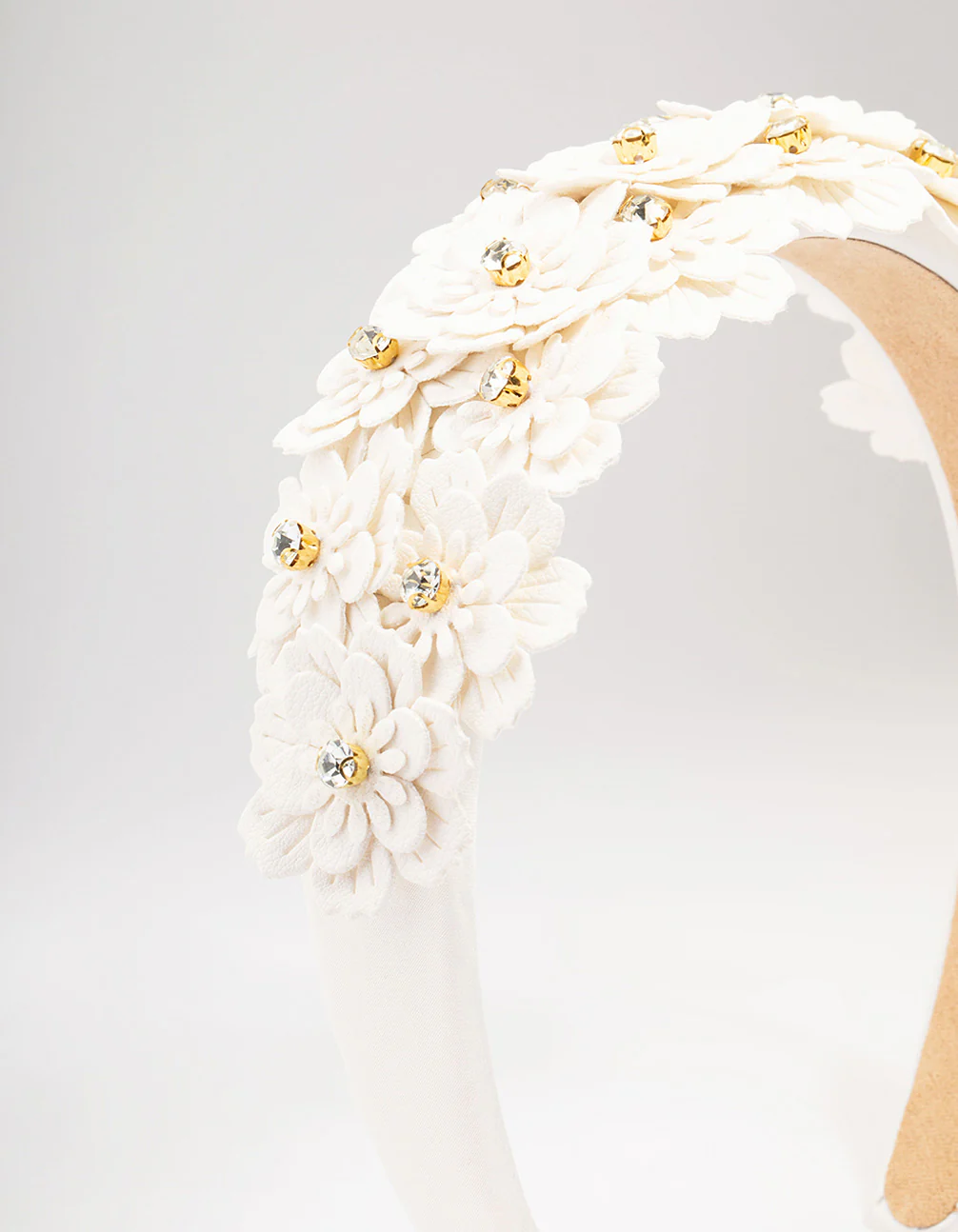 Gold Crystal Layered Faux Leather Headband - Image 2