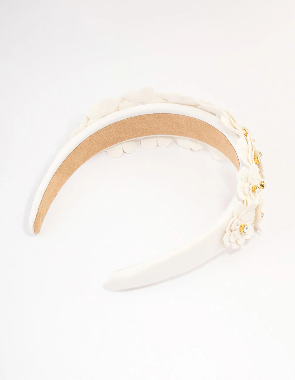 Gold Crystal Layered Faux Leather Headband - Image 3