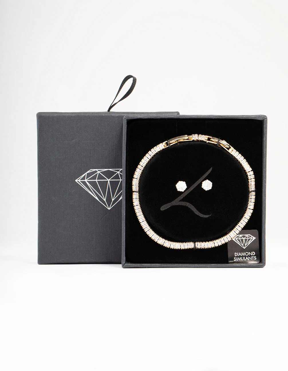 Gold Cubic Zirconia Baguette Tennis Bracelet & Earring Set - Image 3