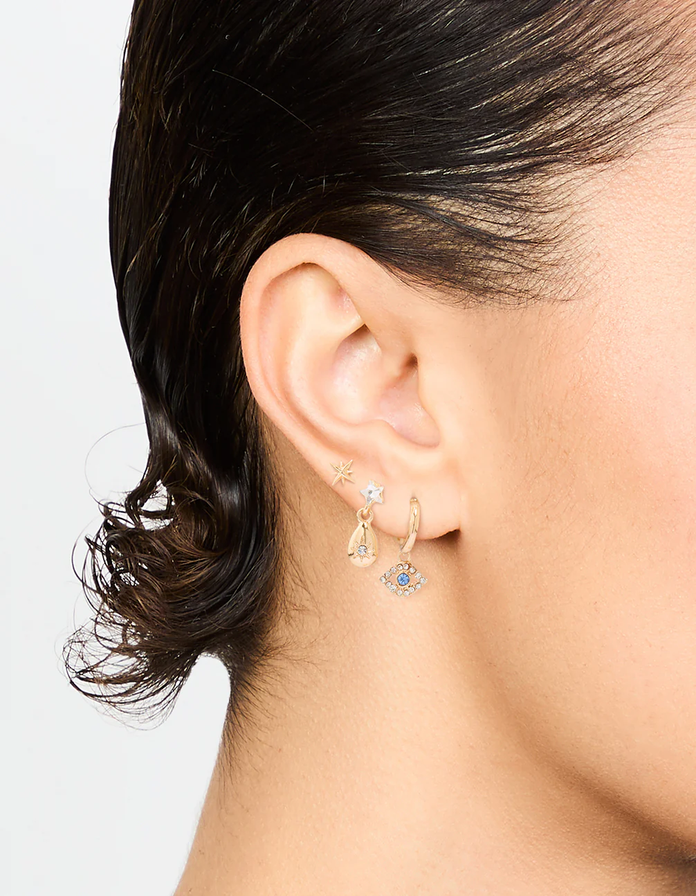 Gold Cubic Zirconia Celestial Earrings 3-Pack - Image 2