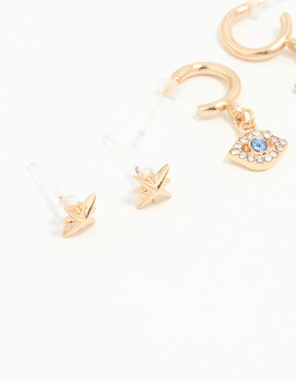 Gold Cubic Zirconia Celestial Earrings 3-Pack - Image 4