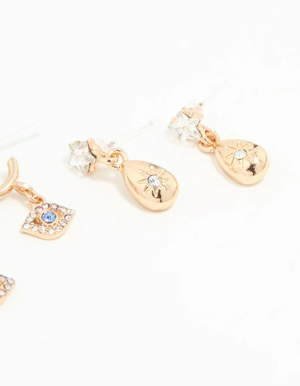 Gold Cubic Zirconia Celestial Earrings 3-Pack - Image 5
