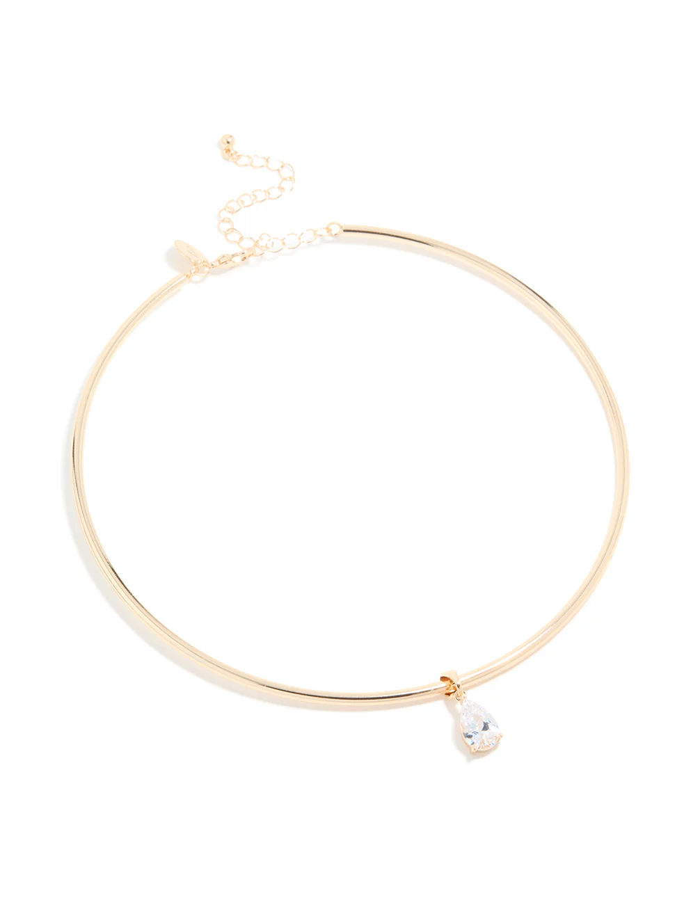 Gold Cubic Zirconia Centre Collar Tube Necklace - Image 4