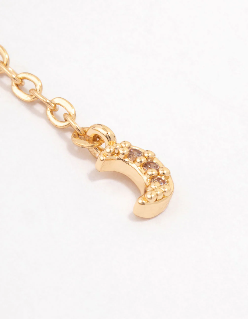 Gold Cubic Zirconia Dainty Moon Drop Earrings - Image 3