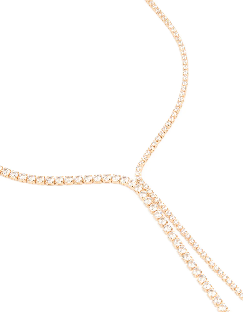 Gold Cubic Zirconia Dainty Y-Necklace