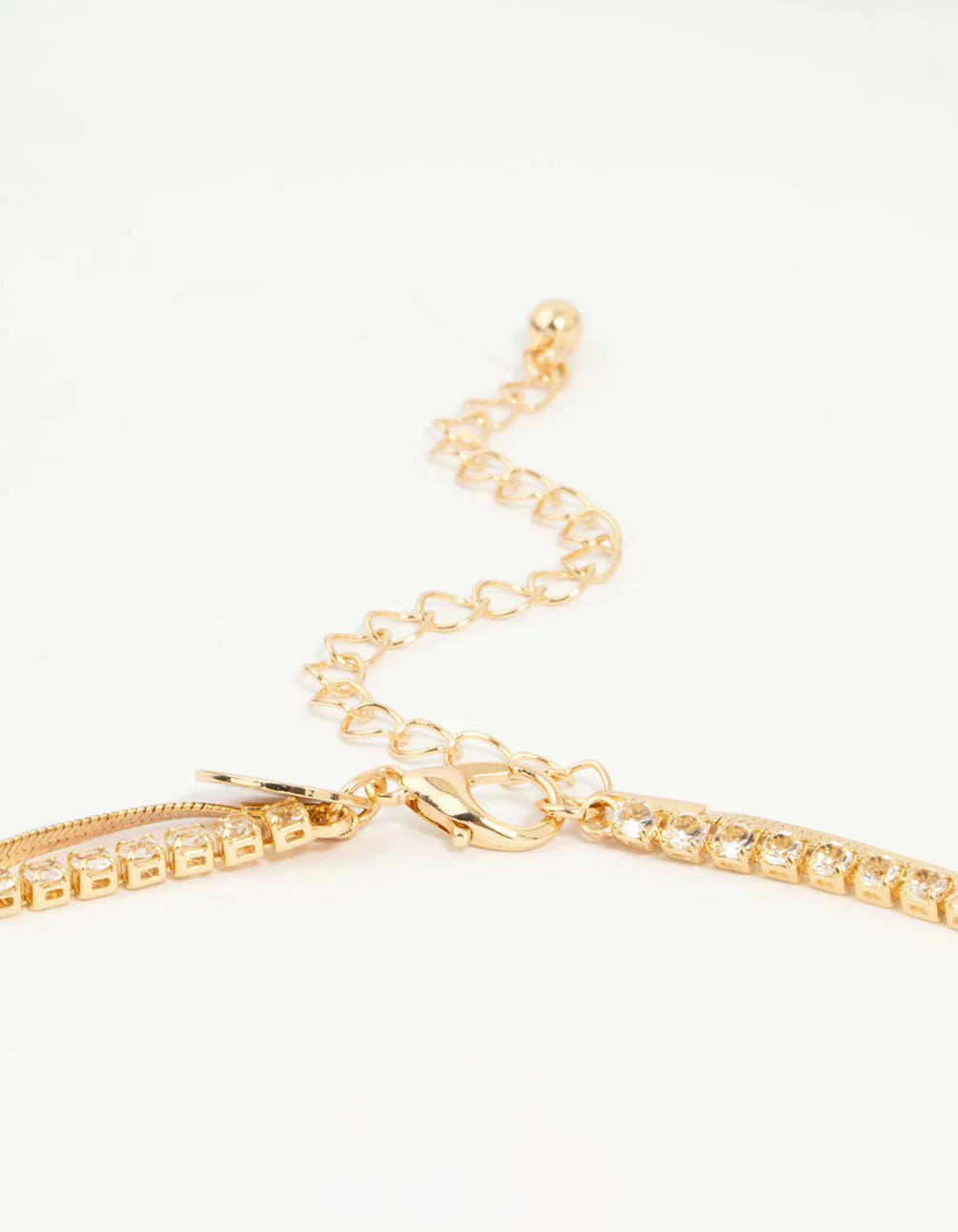 Gold Cubic Zirconia Diamante & Chain Layered Necklace - Image 3