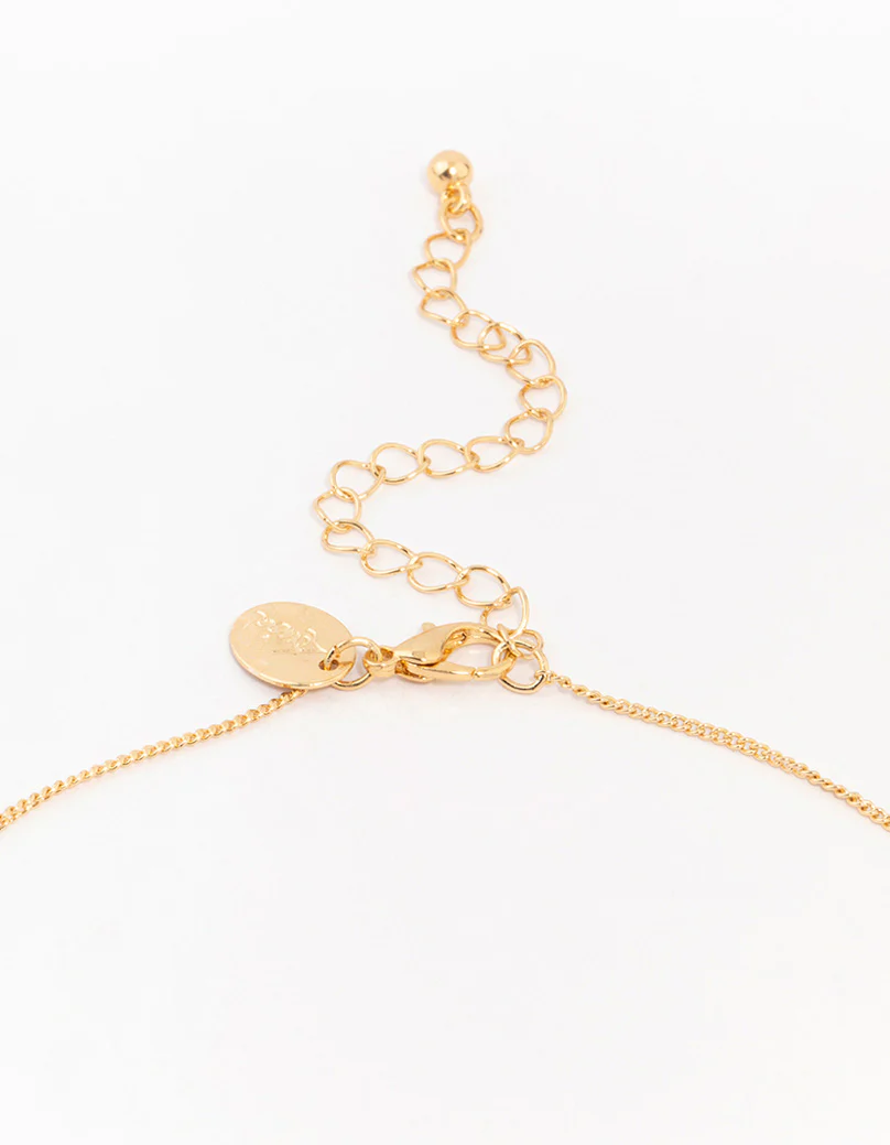 Gold Cubic Zirconia Double Cross Pendant Necklace - Image 3