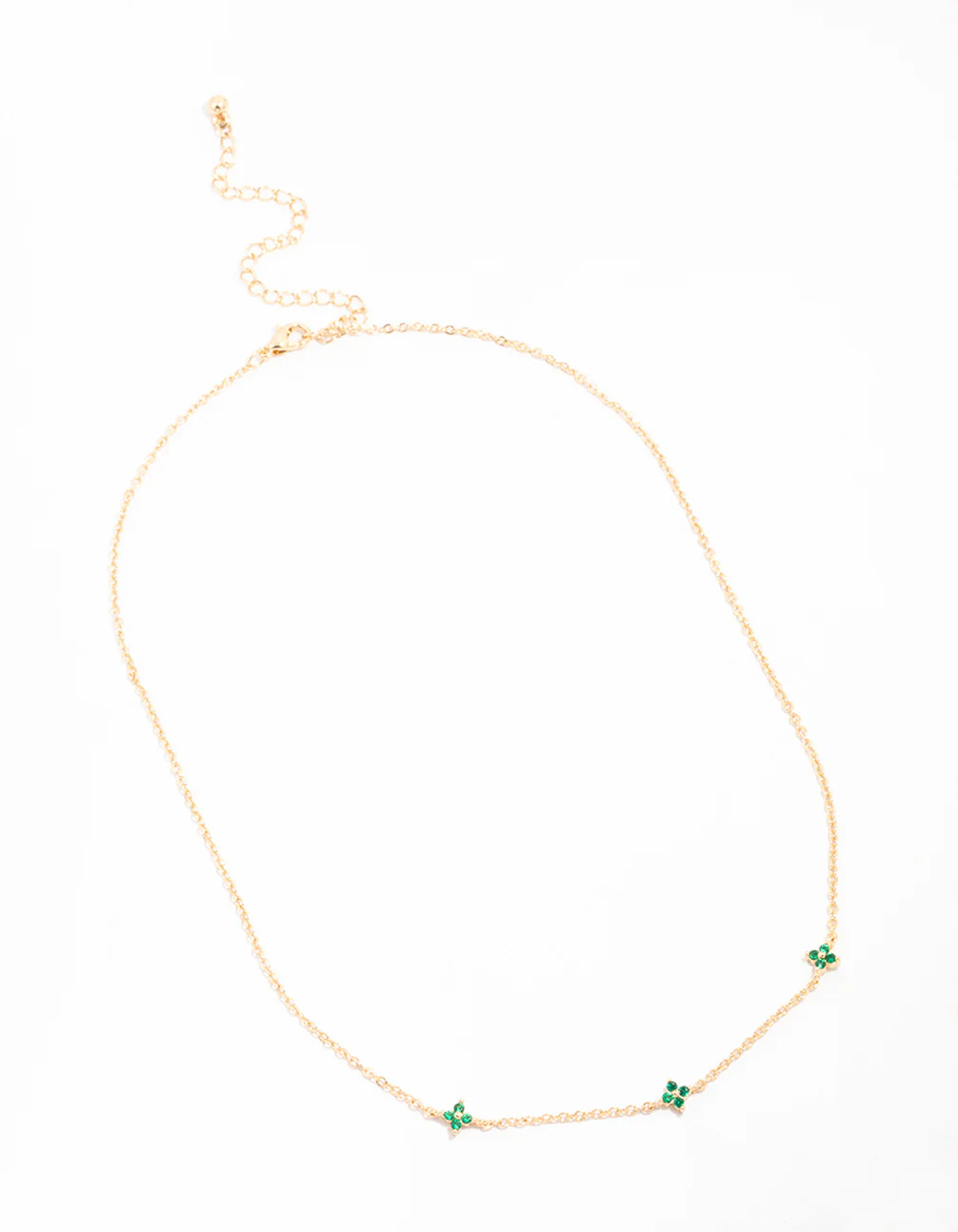 Gold Cubic Zirconia Fine Station Flower Necklace - Image 2