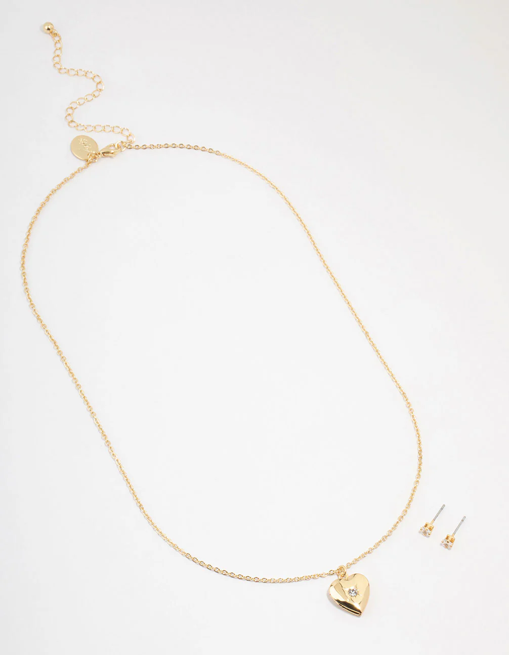 Gold Plated Cubic Zirconia Heart Jewellery Set - Image 3