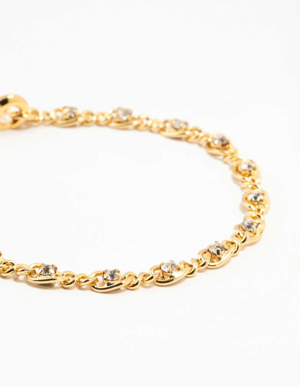 Gold Plated Brass Diamante Infinity Link Bracelet - Image 2