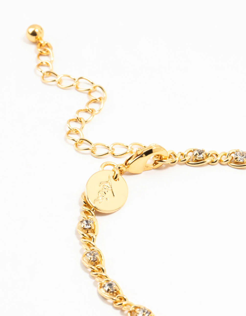 Gold Plated Brass Diamante Infinity Link Bracelet - Image 3