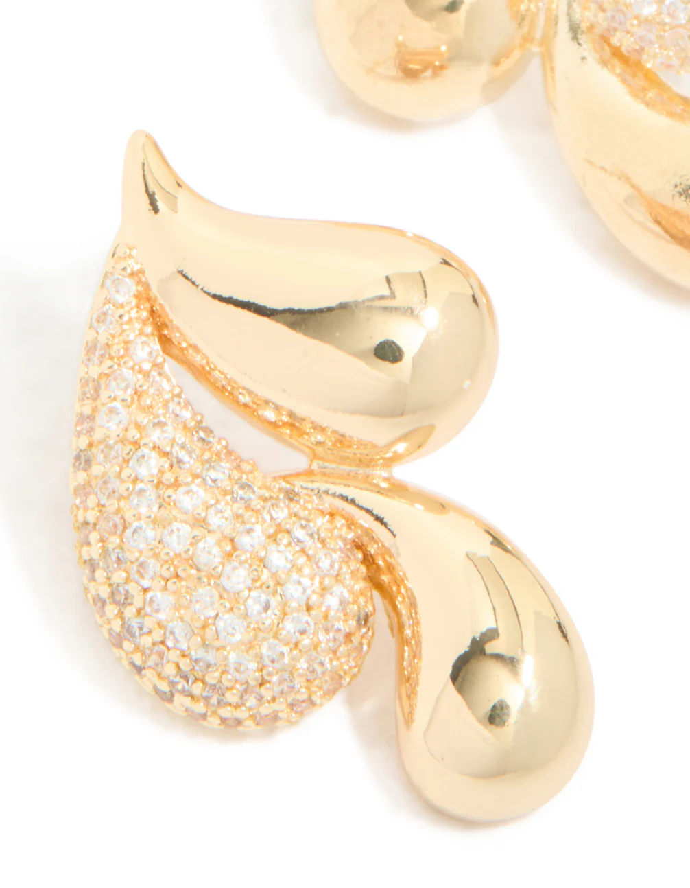 Gold Cubic Zirconia Large Pear Stud Earrings - Image 4