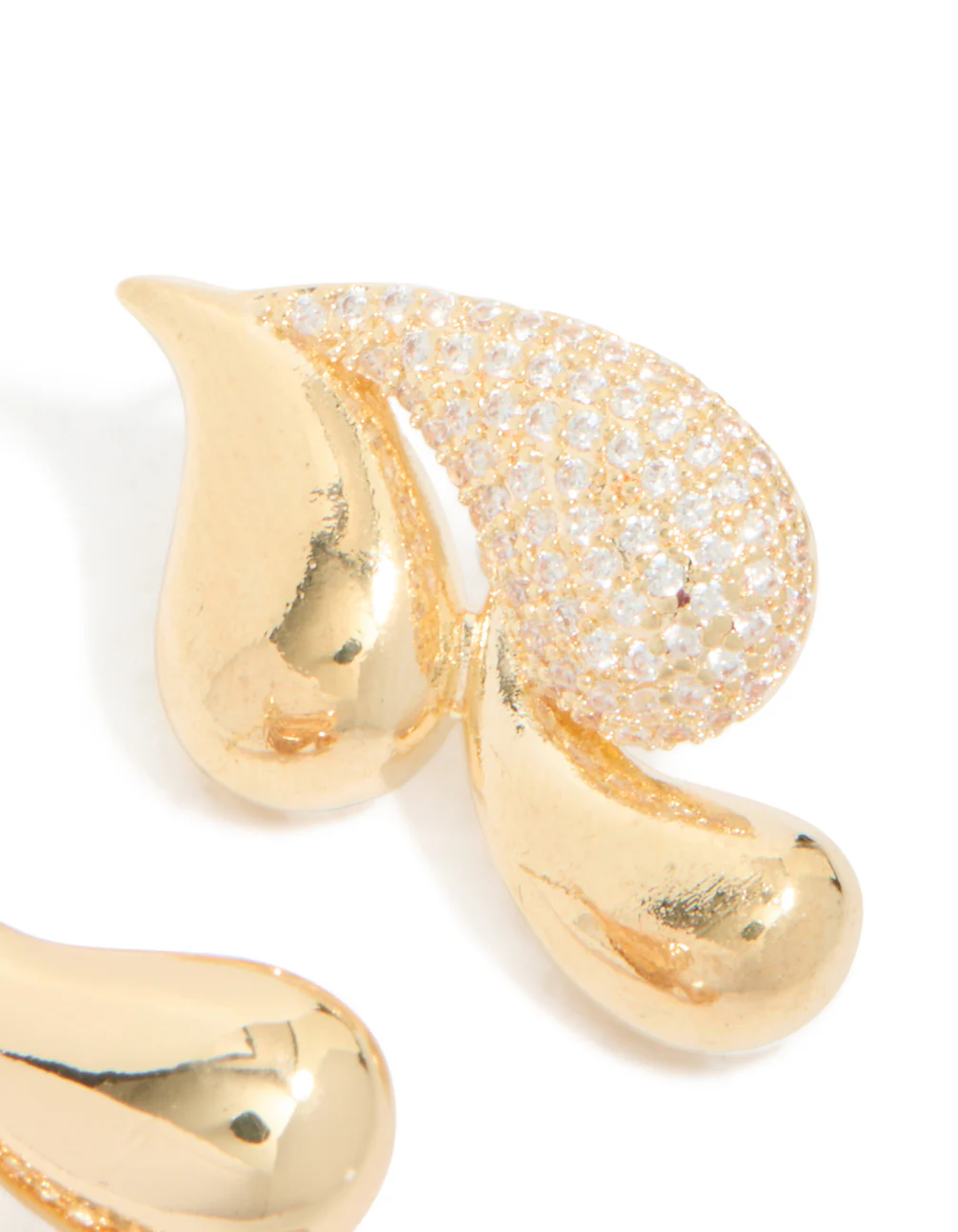 Gold Cubic Zirconia Large Pear Stud Earrings - Image 5