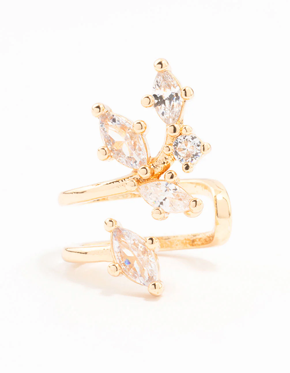 Gold Cubic Zirconia Leaf Wrapped Ear Cuff - Image 2