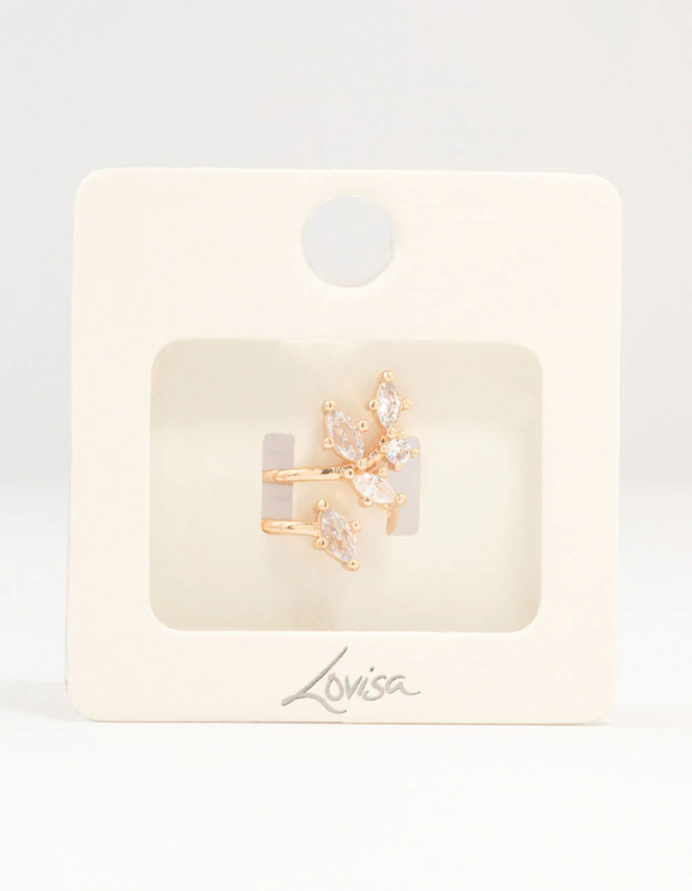 Gold Cubic Zirconia Leaf Wrapped Ear Cuff - Image 4