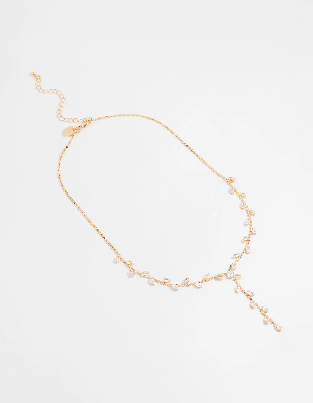 Gold Cubic Zirconia Leaf Y-Necklace - Image 4