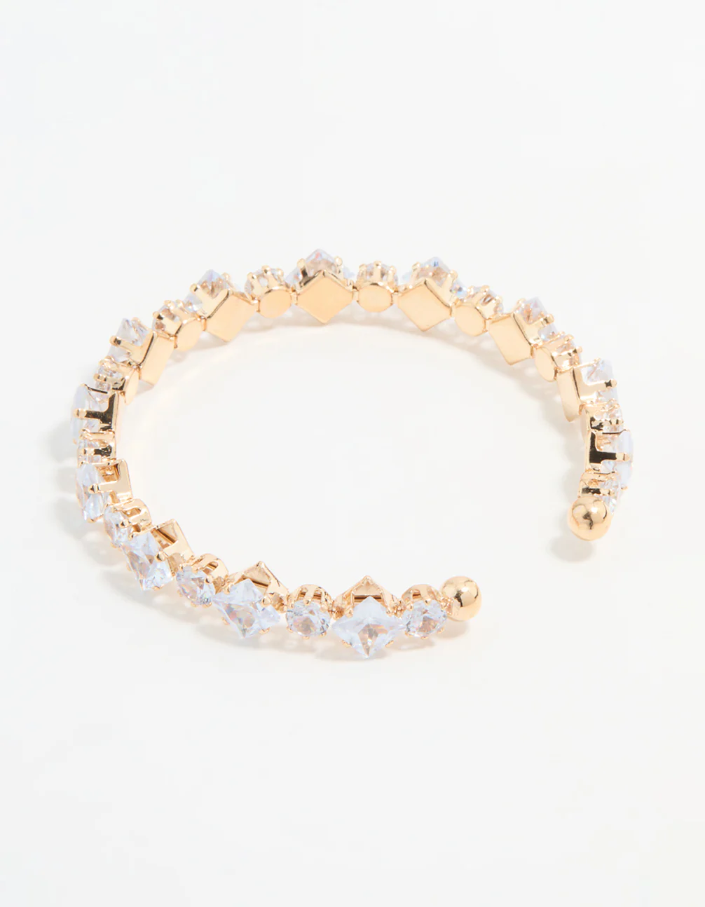 Gold Cubic Zirconia Mixed Shape Wrist Cuff - Image 3