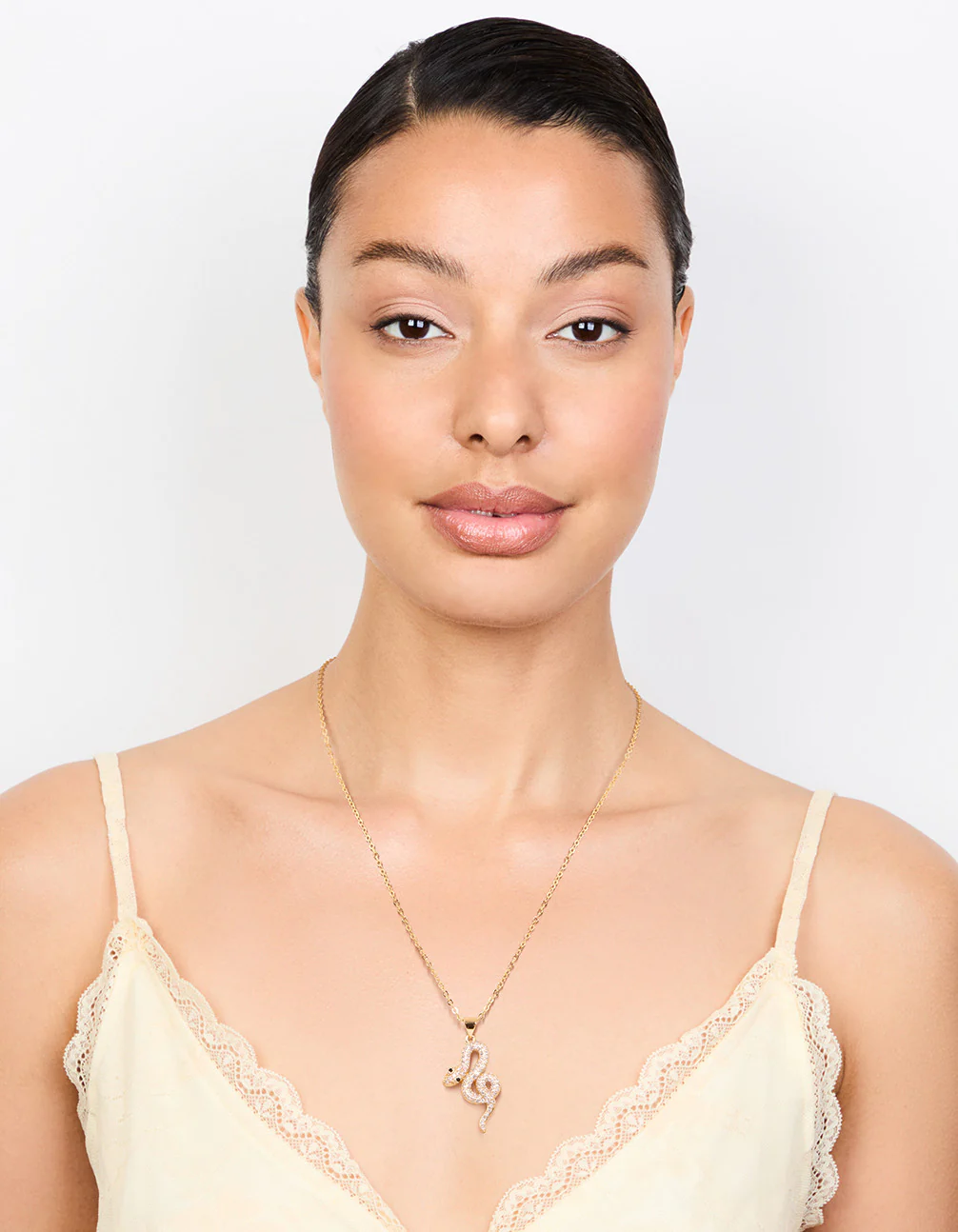 Gold Curved Snake Pendant Necklace - Image 3