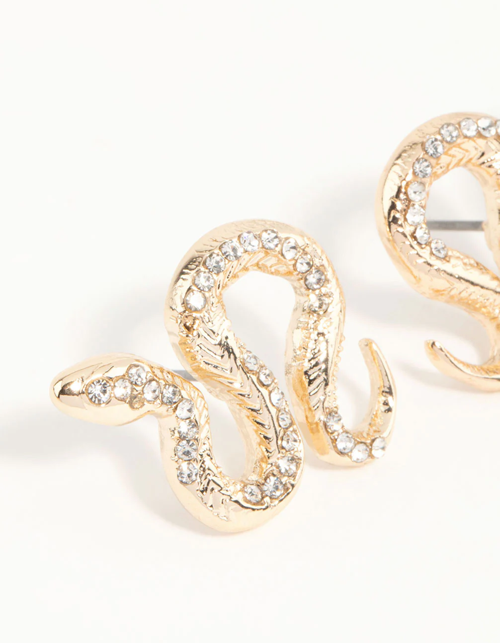 Gold Curved Snake Stud Earrings - Image 4