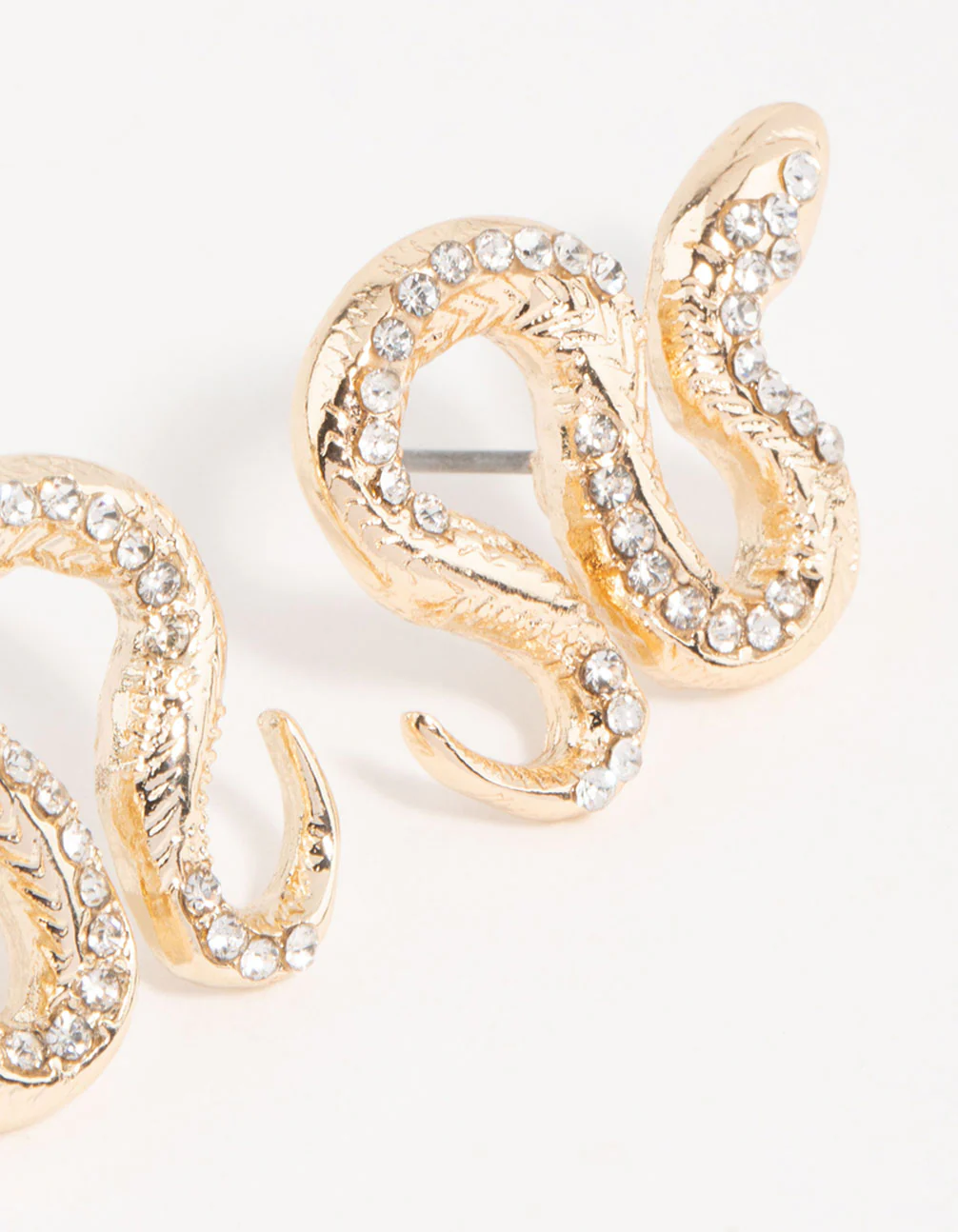 Gold Curved Snake Stud Earrings - Image 5