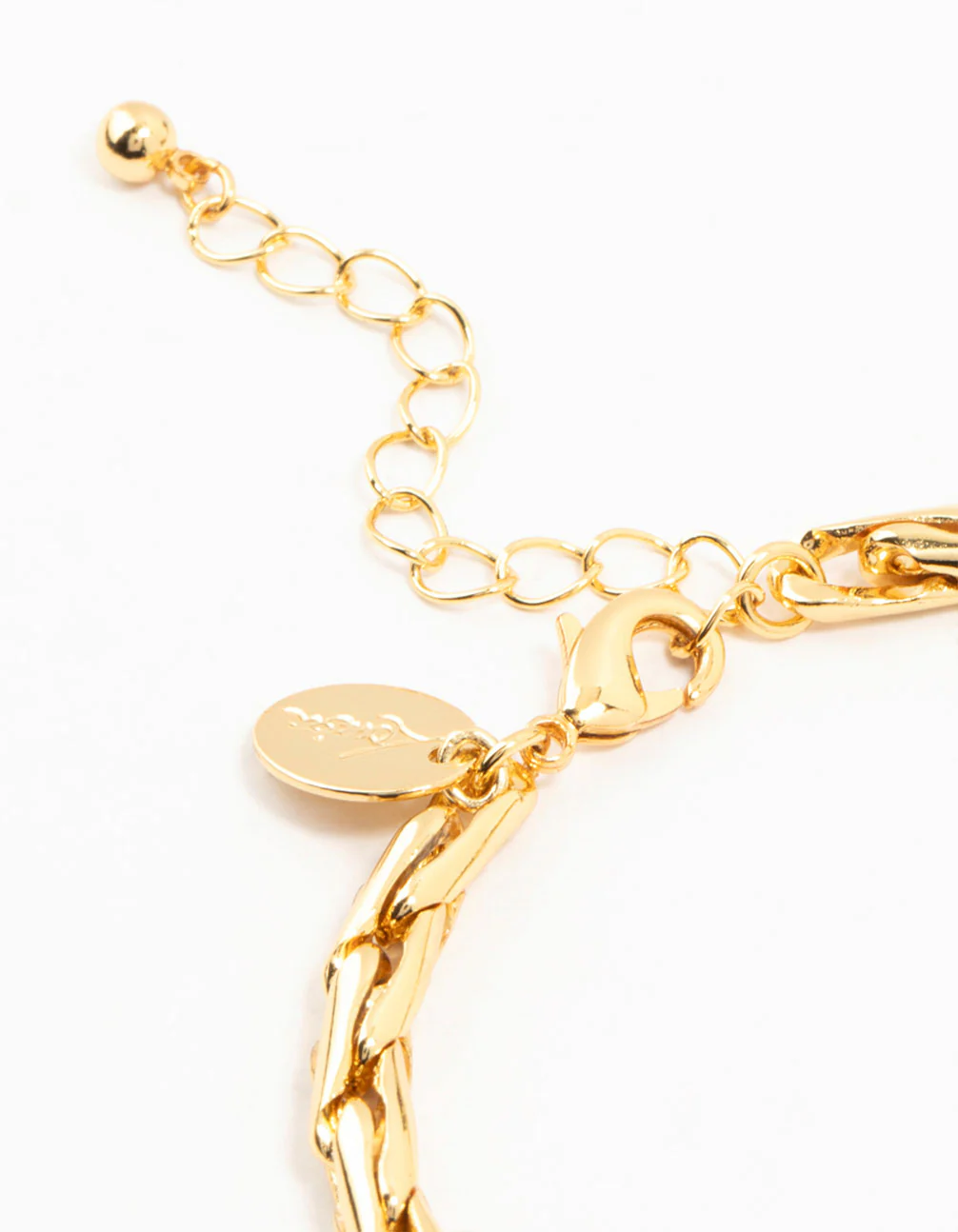 Gold Plated Brass Cylinder Long Link Bracelet - Image 3