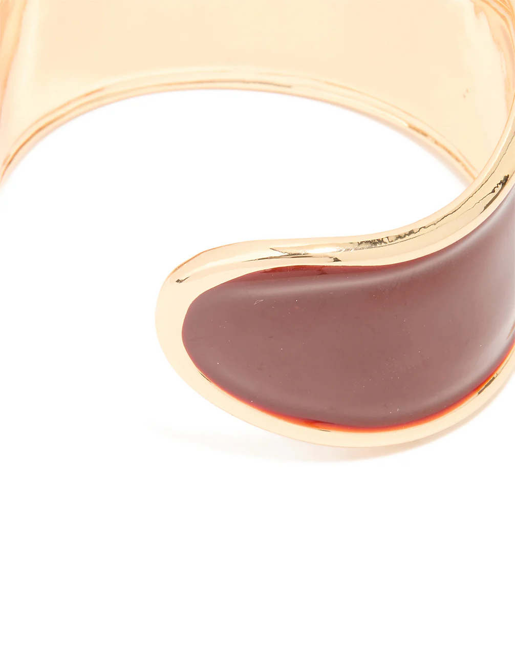 Gold Dark Red Enamel Wrist Cuff - Image 3
