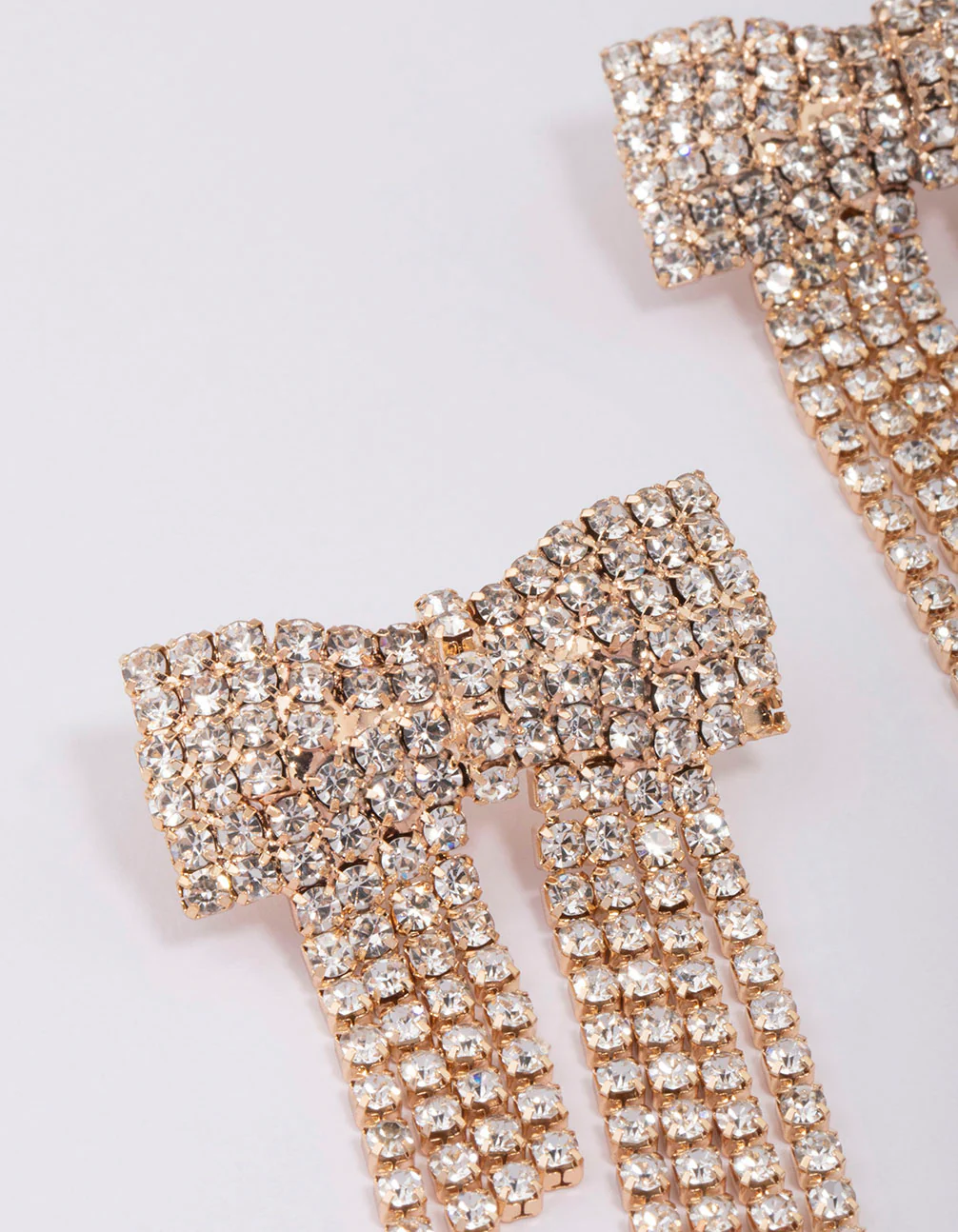 Gold Dazzling Bow Drop Earrings - Image 2
