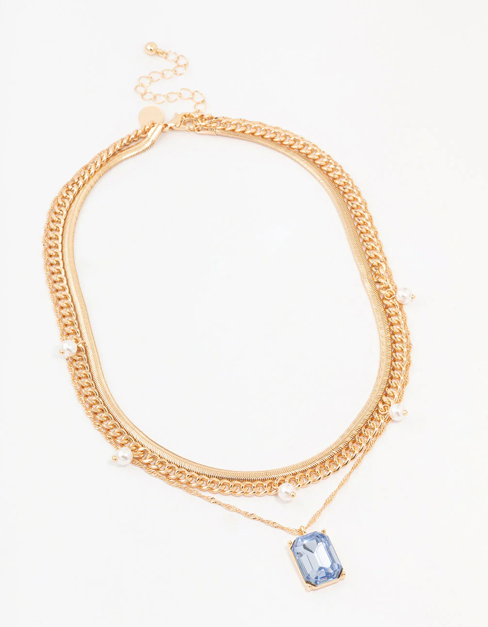 Gold Dazzling Rectangular Layered Necklace - Image 2