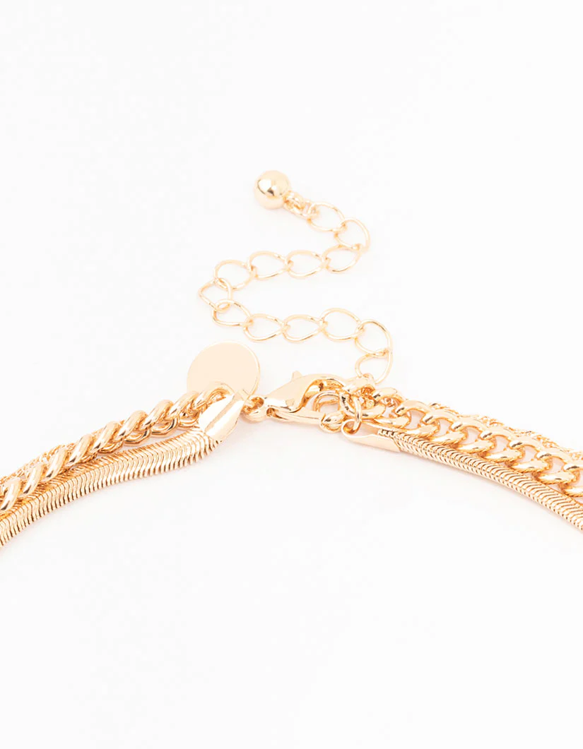 Gold Dazzling Rectangular Layered Necklace - Image 3